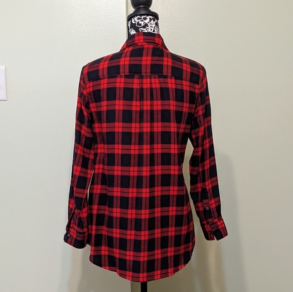 Banana Republic "Boyfriend Fit" Flannel Plaid Button Down Shirt Size MP - Picture 5 of 10
